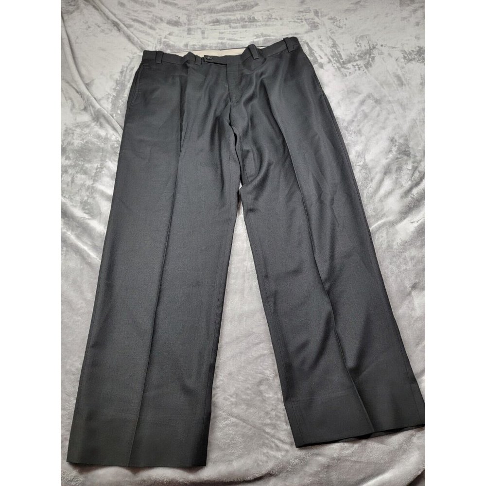 CALVIN KLEIN MEN'S BLACK FLAT FRONT DRESS PANTS SIZE 38X29 polyester, rayon